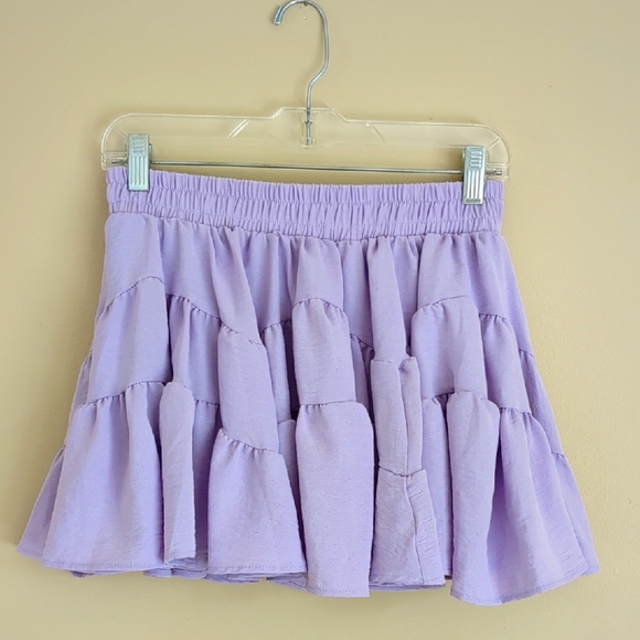 TALULAH Pants - Medium Talulah Purple Flounce Pull On Skort Tiered HAS POCKETS